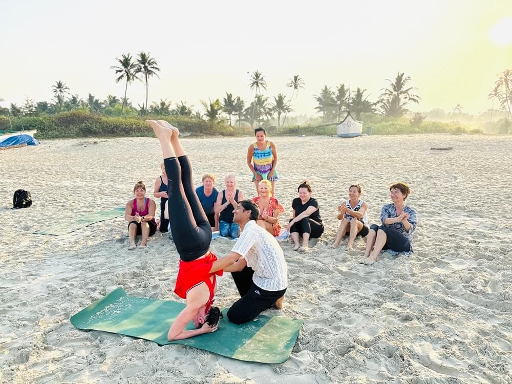 Headstand Teaching on Beach
